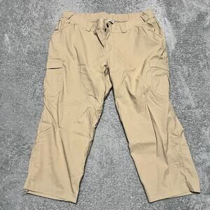 Duluth Trading Pants Womens 18W Tan Dry on the Fly Capris Cargo UPF50 46711
